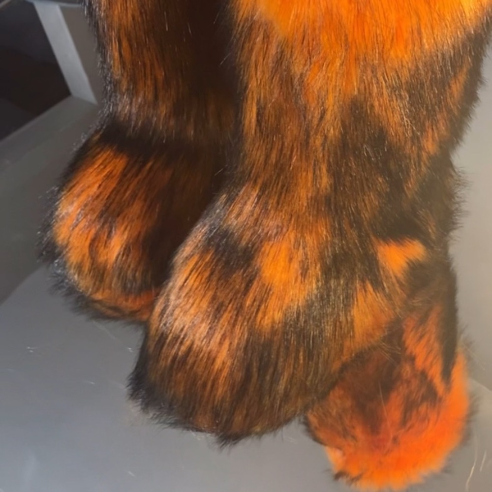 Orange and Black Faux Fur Leg Warmers